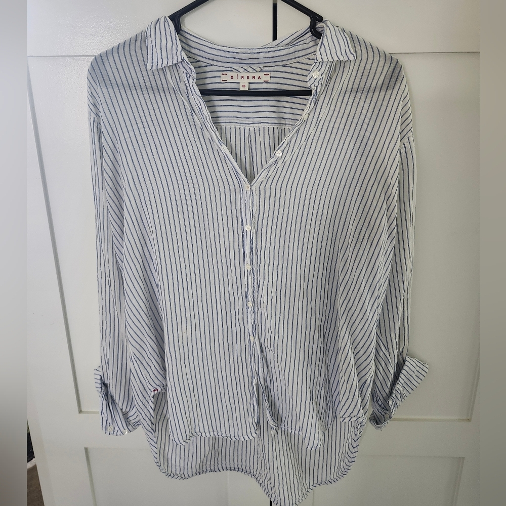 Xirena Blue and White Striped Shirt Womens Size XS